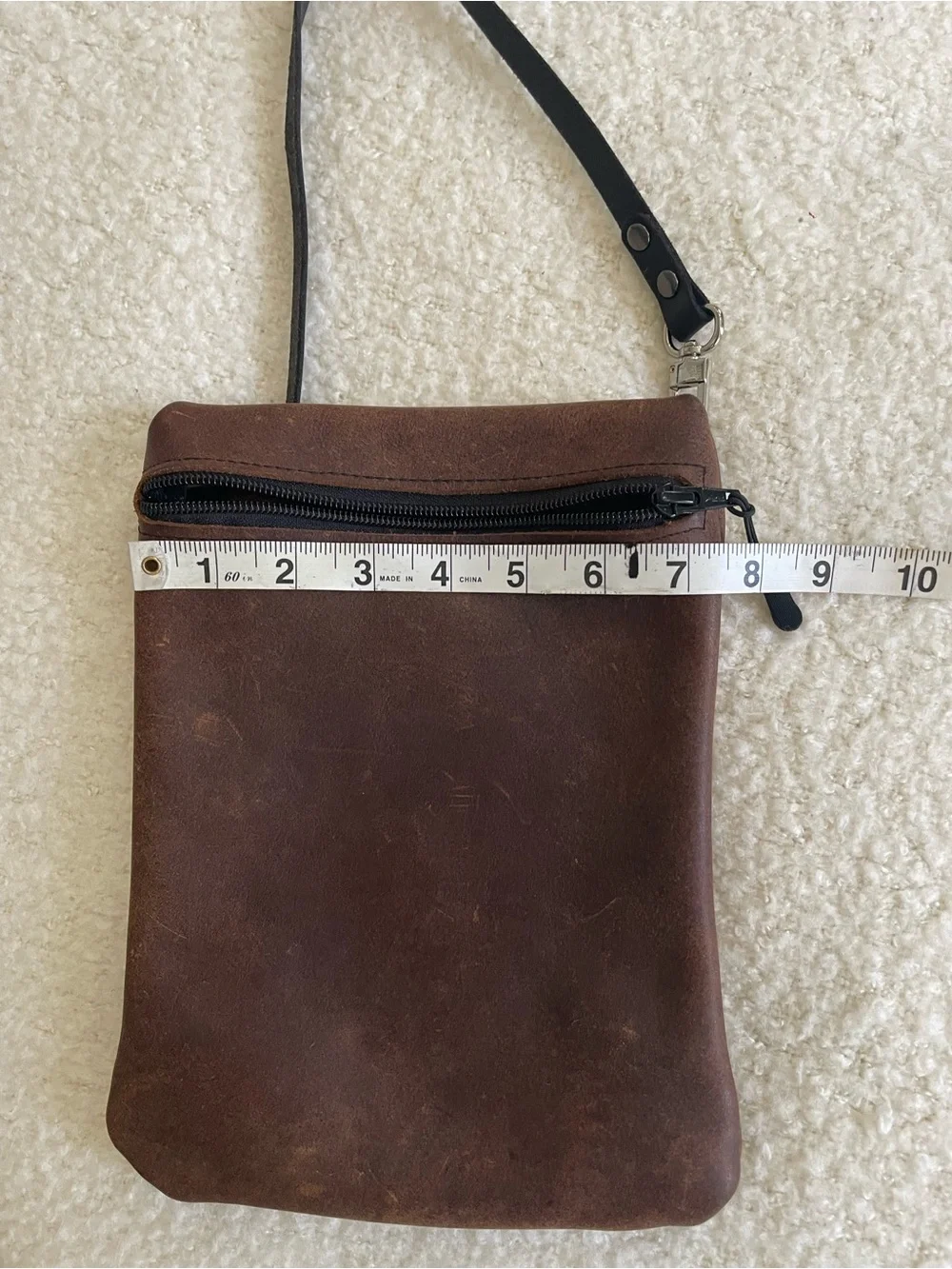 Men/Women Brown Leather Crossbody Bag - Classic Minimal Design